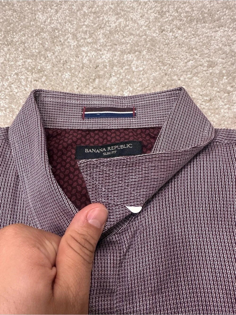 Banana Republic Men's Long-Sleeve Button-Up Shirt - Burgundy Stripe